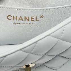 Pre Owned Chanel Light Blue Quilted Leather Mini Classic Single Flap Shoulder Bag