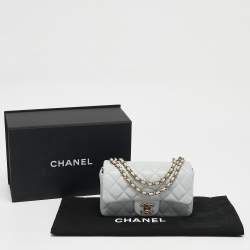 Pre Owned Chanel Light Blue Quilted Leather Mini Classic Single Flap Shoulder Bag