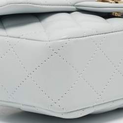Pre Owned Chanel Light Blue Quilted Leather Mini Classic Single Flap Shoulder Bag