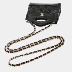 Chanel Black Lambskin 31 Mini Chain Clutch Bag