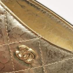 Pre Owned Chanel Gold Quilted Leather CC Card Holder