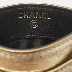 Pre Owned Chanel Gold Quilted Leather CC Card Holder