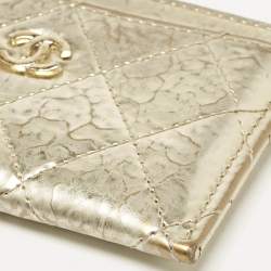 Pre Owned Chanel Gold Quilted Leather CC Card Holder