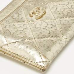 Pre Owned Chanel Gold Quilted Leather CC Card Holder