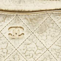 Pre Owned Chanel Gold Quilted Leather CC Card Holder