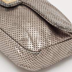 Pre Owned Chanel Metallic Grey Drill Perforated Leather Reissue 2.55 Classic Flap Bag