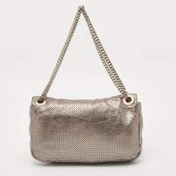 Pre Owned Chanel Metallic Grey Drill Perforated Leather Reissue 2.55 Classic Flap Bag