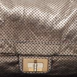 Pre Owned Chanel Metallic Grey Drill Perforated Leather Reissue 2.55 Classic Flap Bag