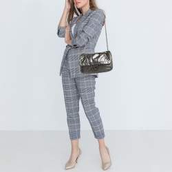 Pre Owned Chanel Metallic Grey Drill Perforated Leather Reissue 2.55 Classic Flap Bag