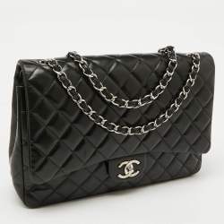 Chanel Black Quilted Leather Maxi Classic Double Flap Bag