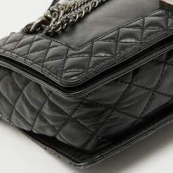 Pre Owned Chanel Black Leather Enchained New Medium Boy Flap Bag