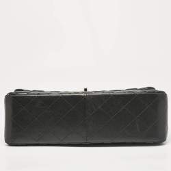 Pre Owned Chanel Black Quilted Leather Jumbo Classic Double Flap Bag