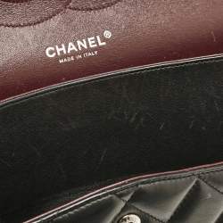 Pre Owned Chanel Black Quilted Leather Jumbo Classic Double Flap Bag