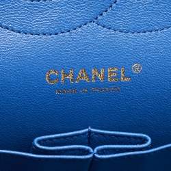 Pre Owned Chanel Blue Quilted Leather Jumbo Classic Double Flap Bag