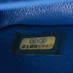 Pre Owned Chanel Blue Quilted Leather Jumbo Classic Double Flap Bag