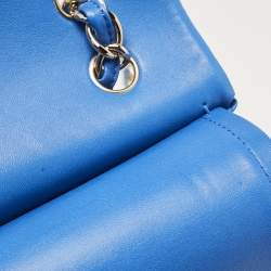 Pre Owned Chanel Blue Quilted Leather Jumbo Classic Double Flap Bag