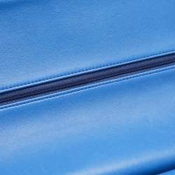 Pre Owned Chanel Blue Quilted Leather Jumbo Classic Double Flap Bag