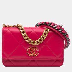 Chanel Pink Quilted Lambskin 19 Wallet on Chain