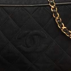 Pre Owned Chanel Black Quilted Satin CC Tassel Vintage Bag