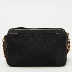 Pre Owned Chanel Black Quilted Satin CC Tassel Vintage Bag