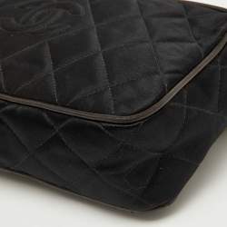 Pre Owned Chanel Black Quilted Satin CC Tassel Vintage Bag