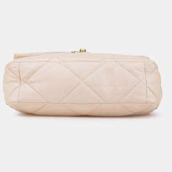 Pre Owned Chanel Beige Large Lambskin 19 Flap Shoulder Bag