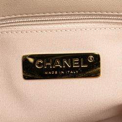 Pre Owned Chanel Beige Large Lambskin 19 Flap Shoulder Bag