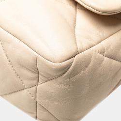 Pre Owned Chanel Beige Large Lambskin 19 Flap Shoulder Bag