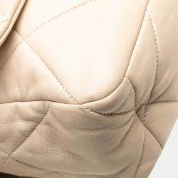 Pre Owned Chanel Beige Large Lambskin 19 Flap Shoulder Bag