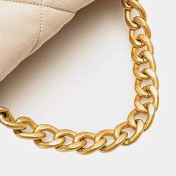 Pre Owned Chanel Beige Large Lambskin 19 Flap Shoulder Bag