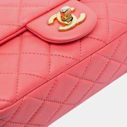 Chanel Pink Mini Rectangular Lambskin Pearl Crush Flap Shoulder Bag