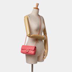 Chanel Pink Mini Rectangular Lambskin Pearl Crush Flap Shoulder Bag
