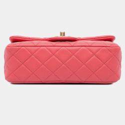 Chanel Pink Mini Rectangular Lambskin Pearl Crush Flap Shoulder Bag