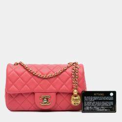 Chanel Pink Mini Rectangular Lambskin Pearl Crush Flap Shoulder Bag
