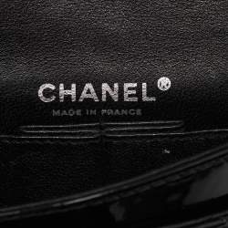 Pre Owned Chanel Black Quilted Patent Leather Small Double Flap Bag