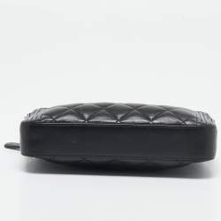 Chanel Black Quilted Leather Boy Double Zip Wallet On Chain