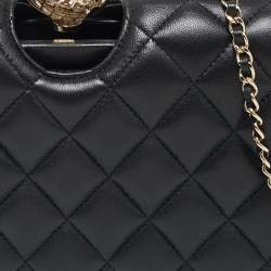Pre Owned Chanel Black Quilted Leather Around The World Clutch Bag