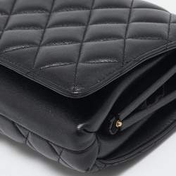 Pre Owned Chanel Black Quilted Leather Around The World Clutch Bag