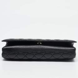 Pre Owned Chanel Black Quilted Leather Around The World Clutch Bag