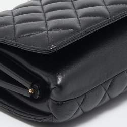 Pre Owned Chanel Black Quilted Leather Around The World Clutch Bag