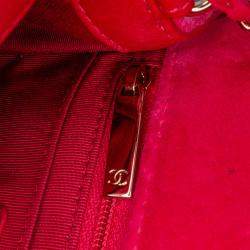Pre Owned Chanel Pink Mini Square Classic Velvet Pearl Crush Single Flap Shoulder Bag
