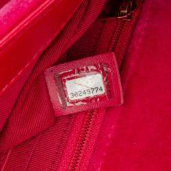 Pre Owned Chanel Pink Mini Square Classic Velvet Pearl Crush Single Flap Shoulder Bag