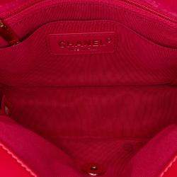 Pre Owned Chanel Pink Mini Square Classic Velvet Pearl Crush Single Flap Shoulder Bag