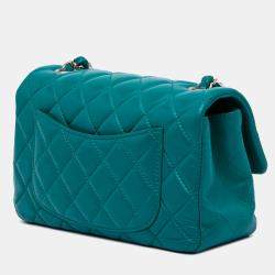 Chanel Blue Mini Rectangular Classic Lambskin Single Flap Shoulder Bag