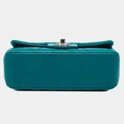 Chanel Blue Mini Rectangular Classic Lambskin Single Flap Shoulder Bag