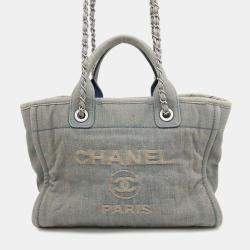 Chanel Light Blue Denim Small Deauville Tote Bag 