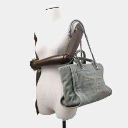 Chanel Light Blue Denim Small Deauville Tote Bag 