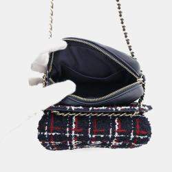 Chanel Navy Tweed Lambskin Matelasse Chain Shoulder Bag