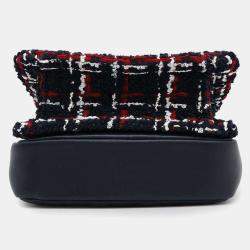 Chanel Navy Tweed Lambskin Matelasse Chain Shoulder Bag