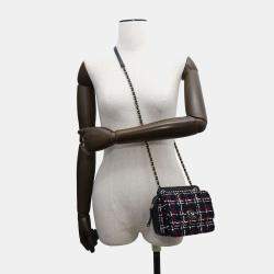 Chanel Navy Tweed Lambskin Matelasse Chain Shoulder Bag